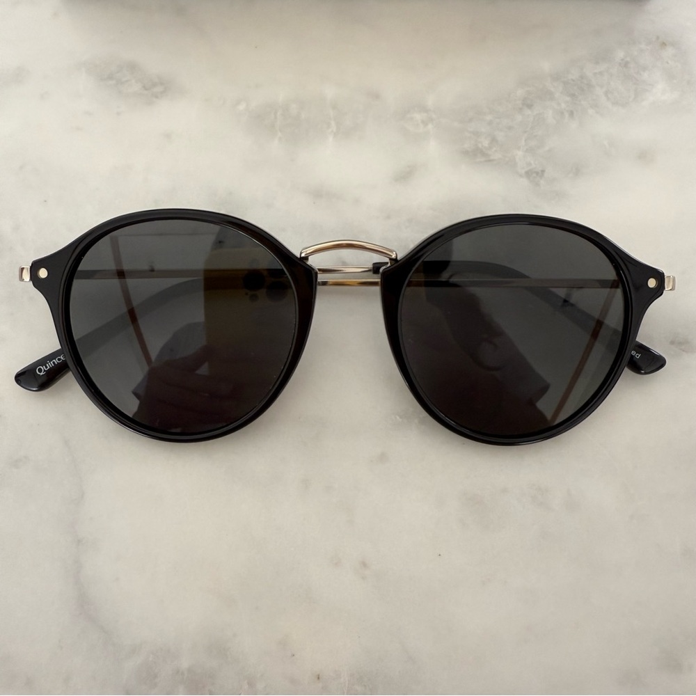 Quince Black Ryder Polarized Round Acetate Sunglasses